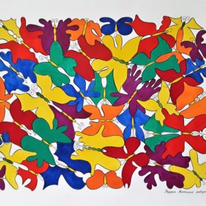 Картина "Метелики", 35*42 см, акварель, туш, 2001 р.