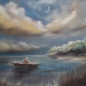 Картина "Вечірня рибалка", 29,5*42 см, папір, пастель, 2012 р.