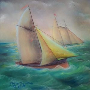 Авторськая картина "Регата", 29,5*29,5 см, пастель, 2010 г.