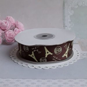 Стрічка репсова 2,5 см, Париж, колір шоколадний, 1 метр.
