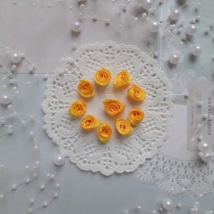 Троянди жовті з атласної стрічки, 10 штук.