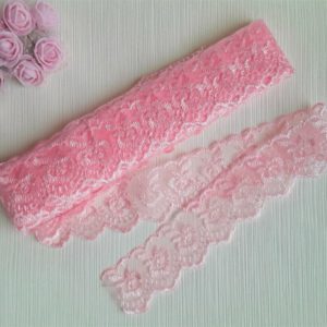 Мереживо органза Яблуко, рожеве, 1 м., 4 см.