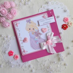 Открытка "С Днем Рождения, доченька!", 15*15 см.