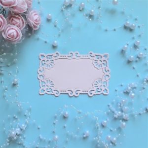 Вирубка з паперу та картону "Рамка ажурна+підкладка рожева", 10,3*6,5 см.