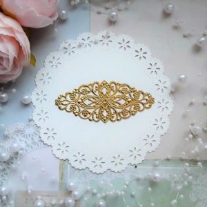 Ажурная филигрань овальная золотистая, 1 шт.