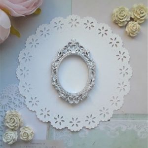 Рамка Бароко гіпсова, срібний металік, 6,5*4,5 см.