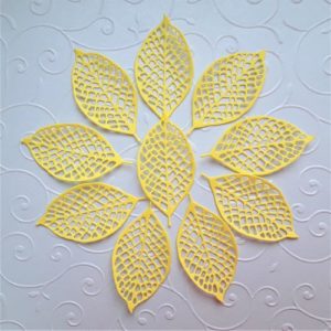 Ажурна вирубка "Листя жовті", 6*3 см, 10 шт.