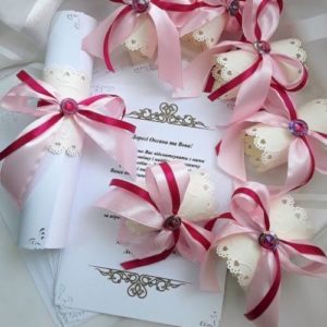 Запрошення на весілля, з вибитими куточками, 15*21 см.