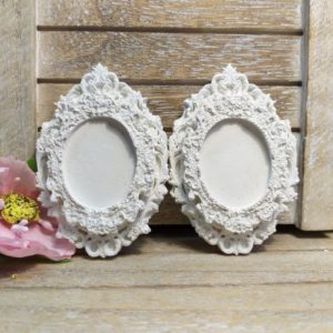 Рамка Бароко із сеттингом гіпсова, біла, 6,7*4,5 см, 2 шт.