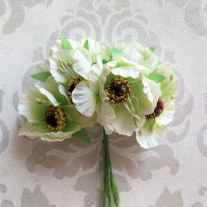 Букетик Мак дикий, айворі із зеленим, 6 штук.