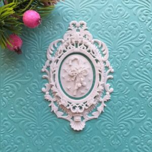 Ажурна рамка №1 гнучка + Бароко + камея Новорічна палиця, 6*8,5 см.