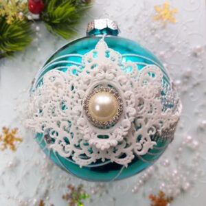 Гнучкий комплект Мереживний зі стразовою круглою брошкою, 7*8,5 см.