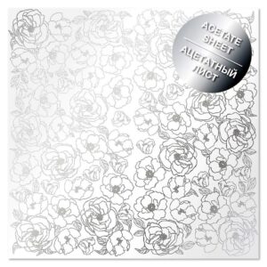 Ацетатний лист із срібним тисненням, Silver Pion, 30,5*30,5 см