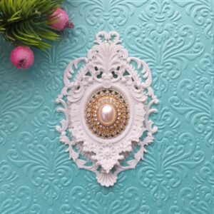 Гнучкий Ажурний комплект із золотистою перлинною брошкою, 6*8,5 см.