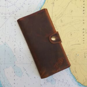 Портмоне із застібкою, шкіра, колір каштановий, 19*10 см.